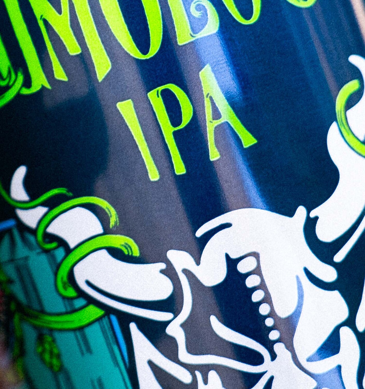 close-up on the stone zumology ipa beer can