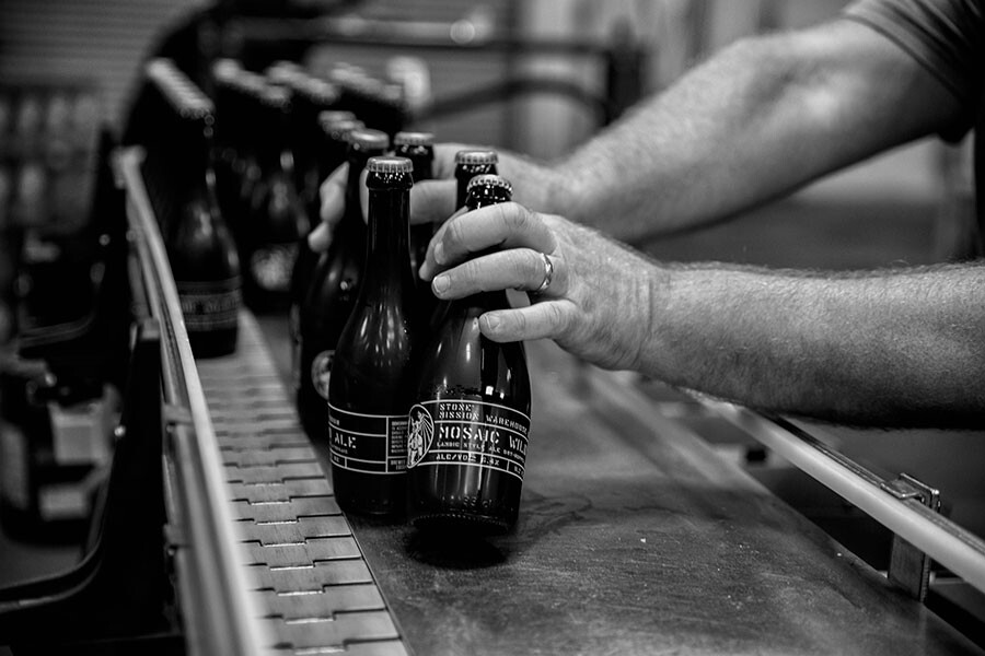 Stone Mission Warehouse Sour - Mosaic Wild Ale bottling