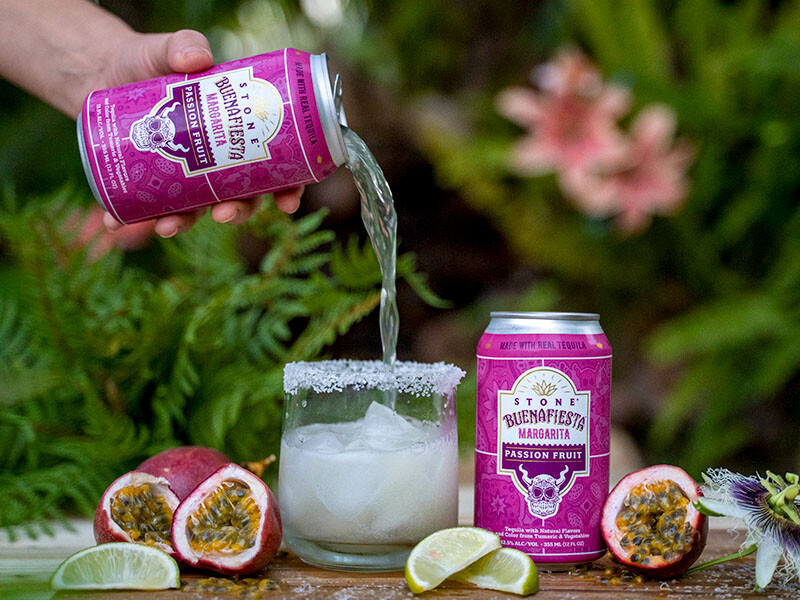 Stone Buenafiesta Margarita - Passion Fruit being poured into a glass