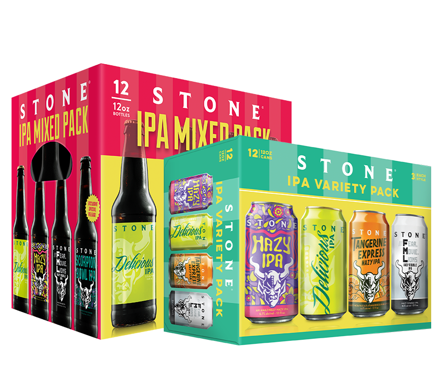 stone variety pack cans and mixed pack bottles